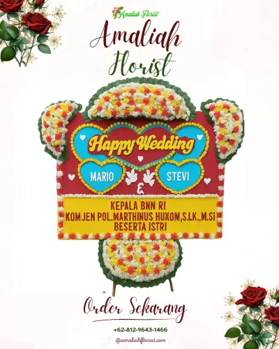 Karangan Papan Bunga Pernikahan di Awa'ai